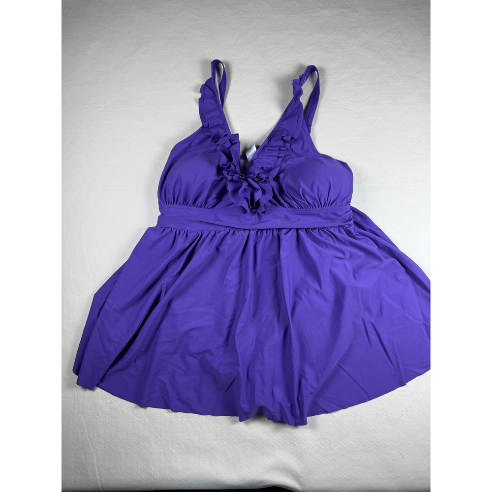 BloomChic Vibrant Purple Ruffle V-Neck One-Piece Swimdress